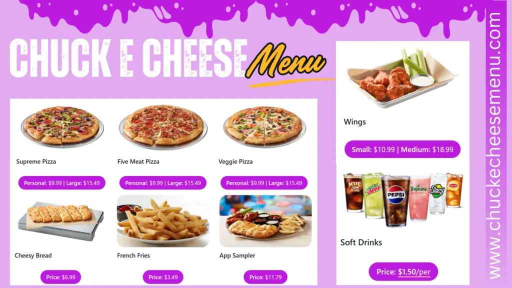 Chuck E Cheese Menu